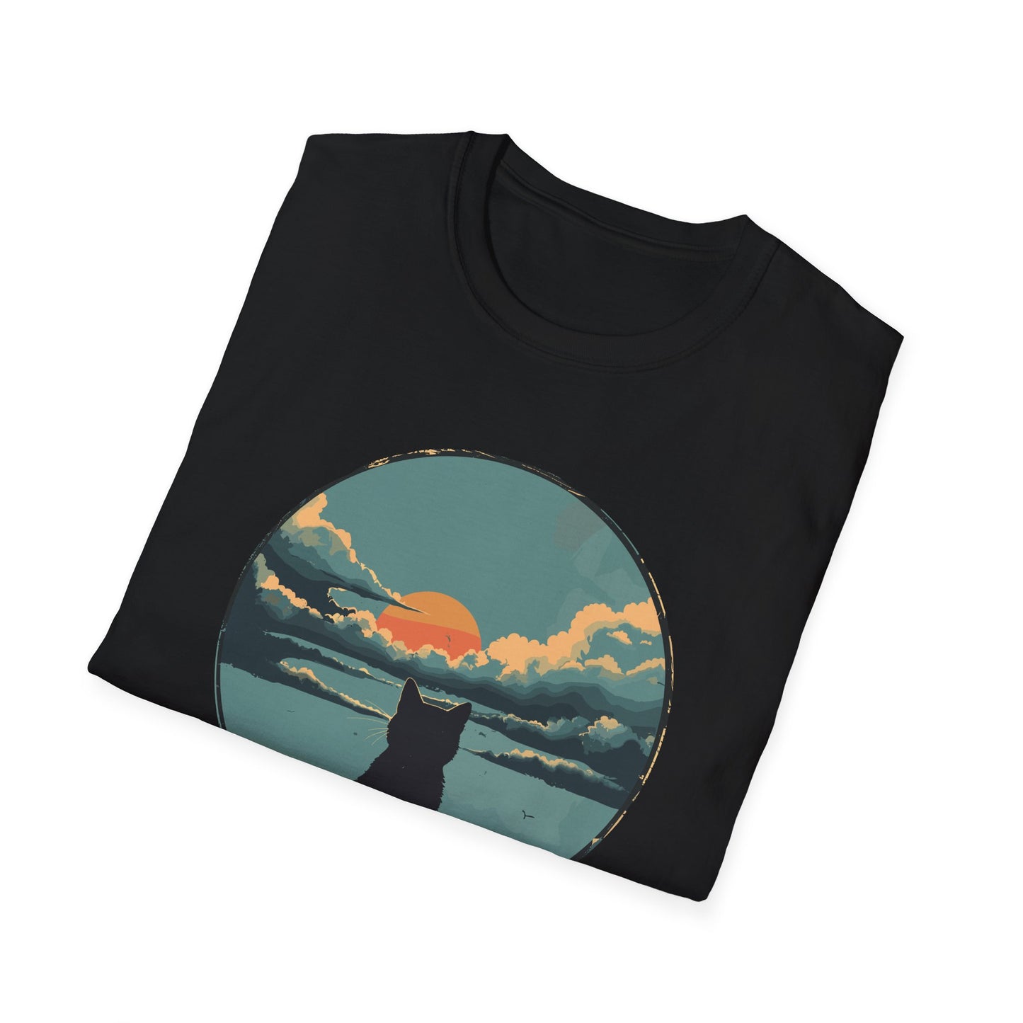 Clouds Cat Window - Unisex Softstyle T-Shirt