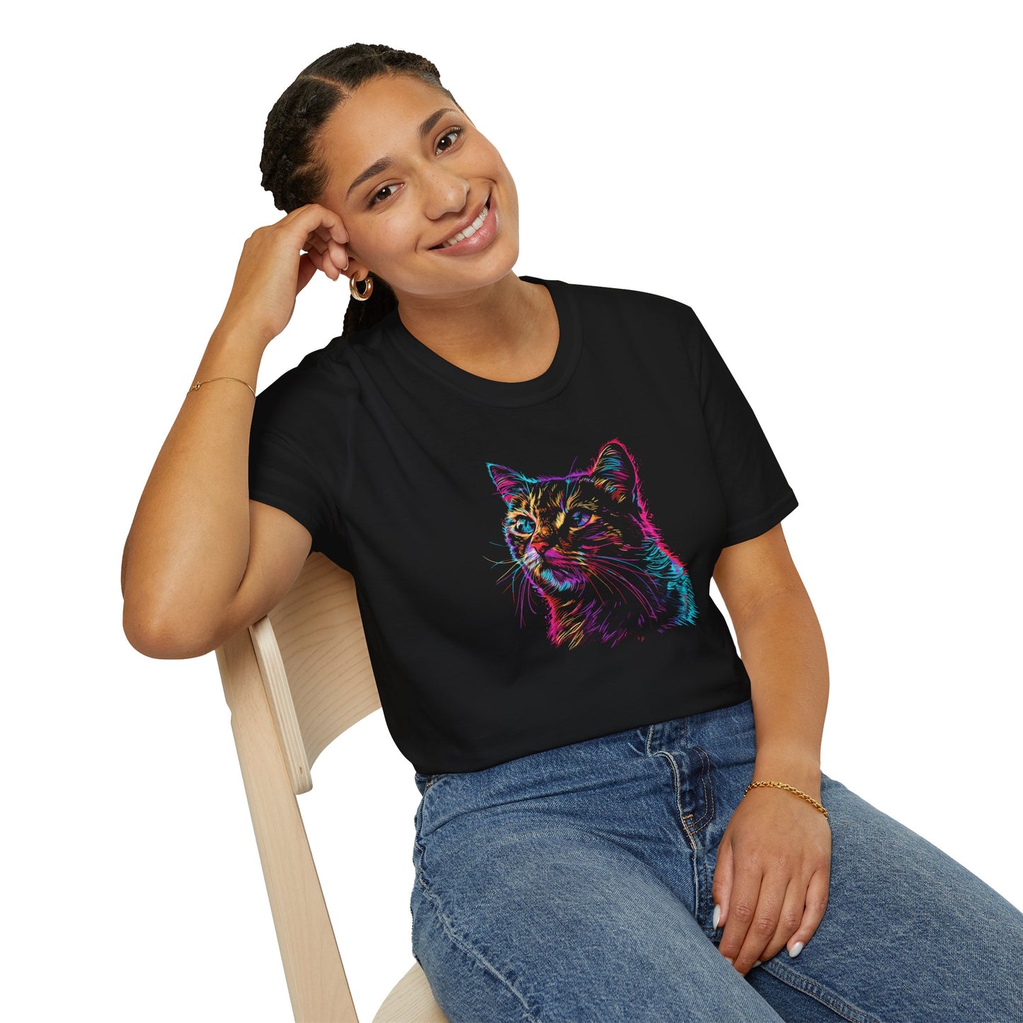 Colourful Cat Vivid - Unisex Softstyle T-Shirt