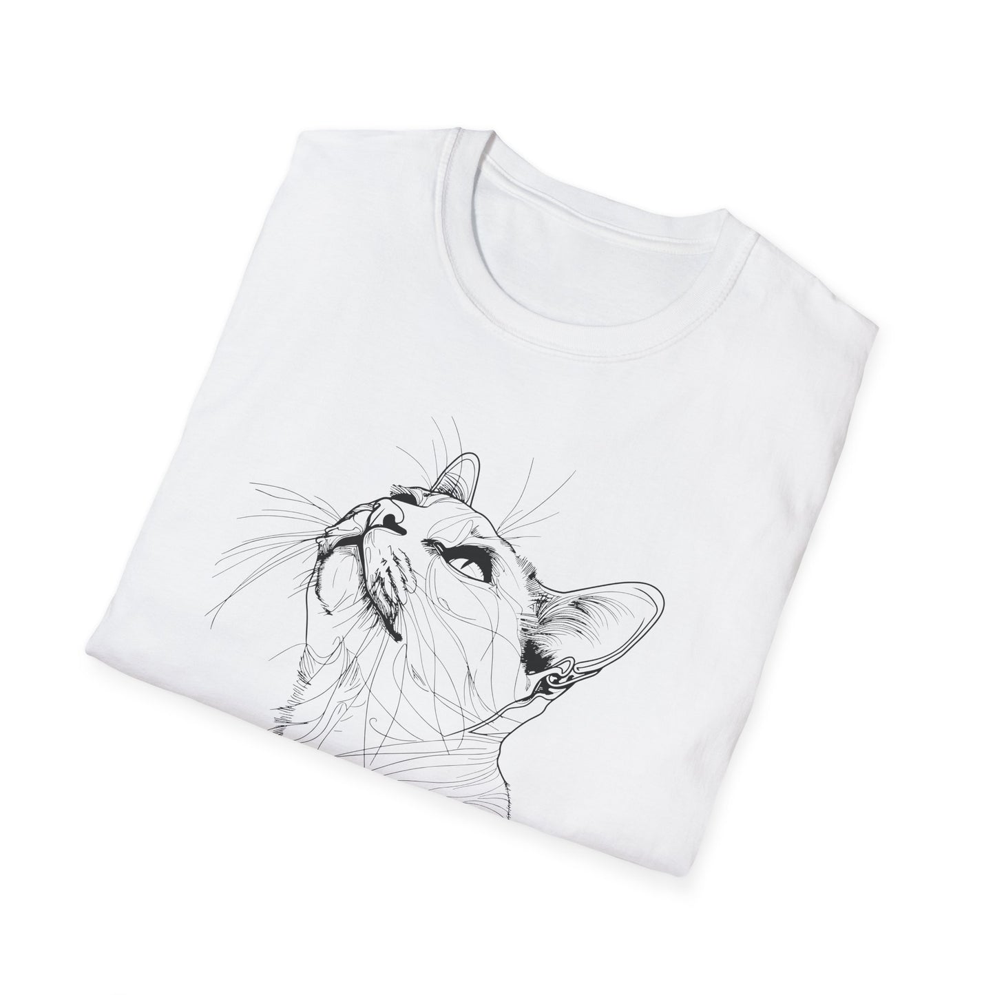 Cat Line Drawing - Unisex Softstyle T-Shirt