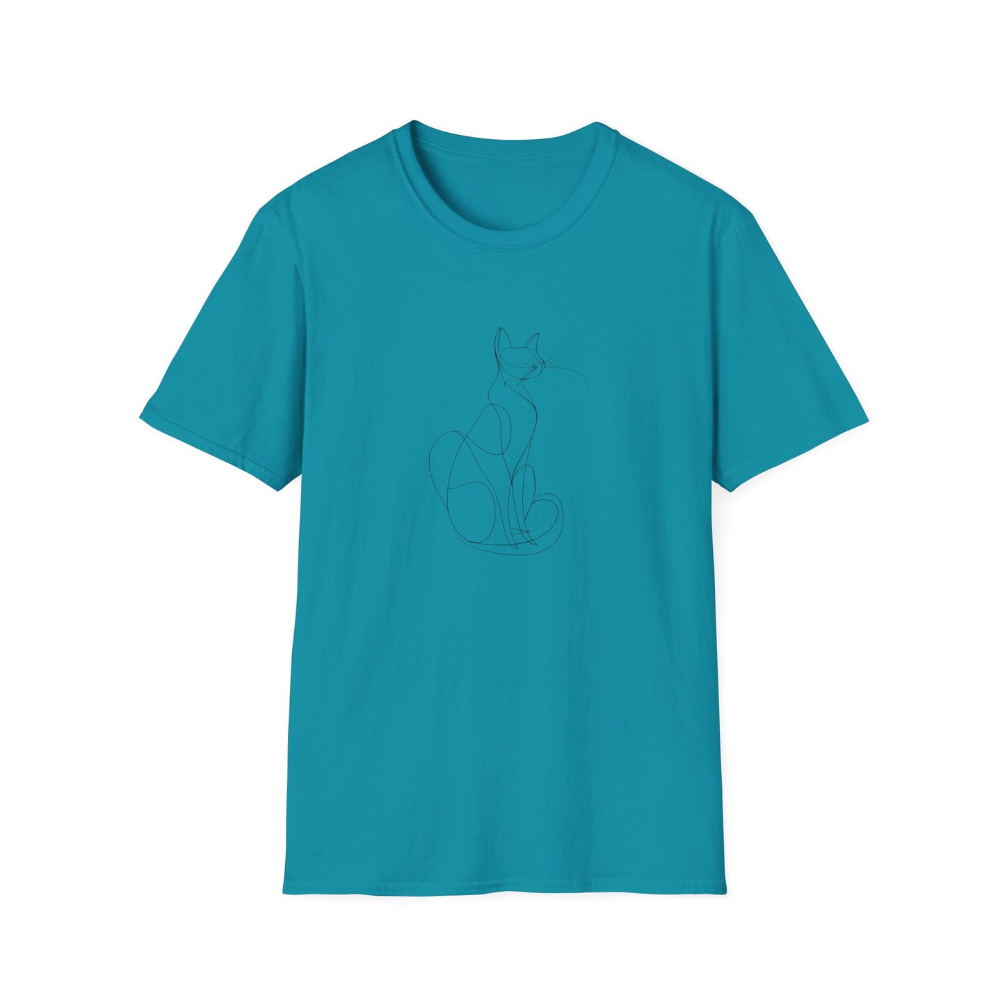 Cat Line Drawing 4 - Unisex Softstyle T-Shirt