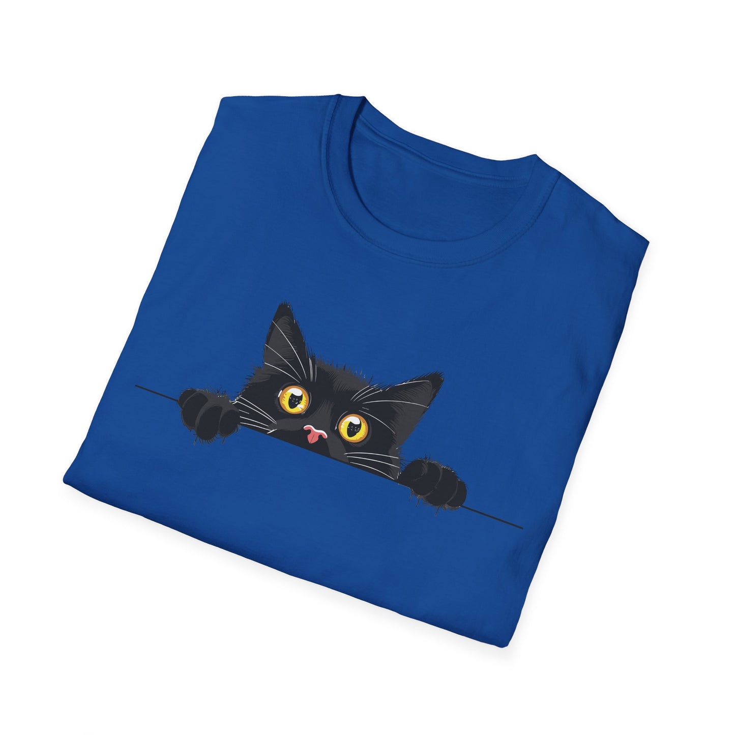 Hiding Black Cat - Unisex Softstyle T-Shirt