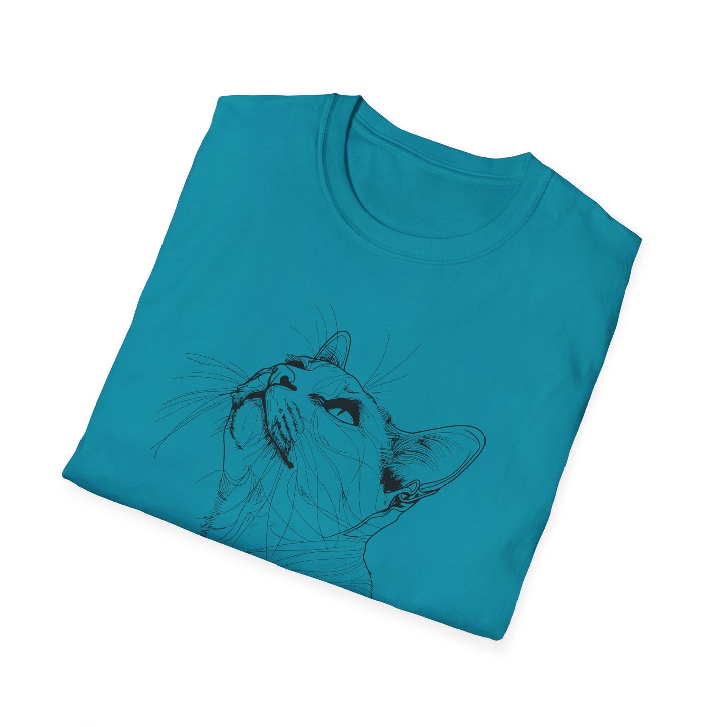 Cat Line Drawing - Unisex Softstyle T-Shirt