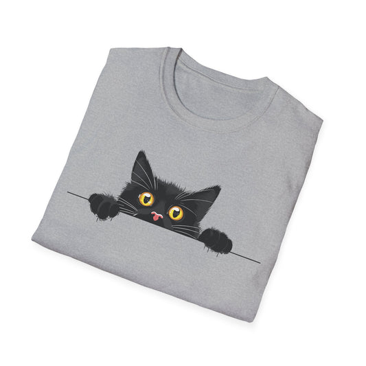 Hiding Black Cat - Unisex Softstyle T-Shirt
