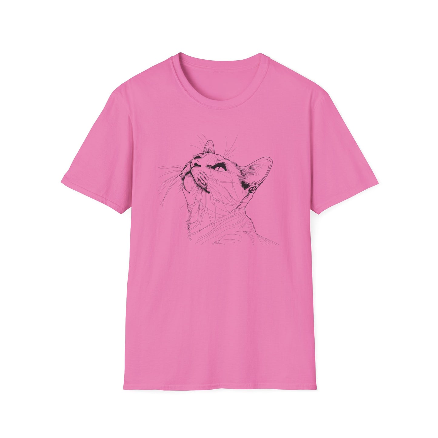 Cat Line Drawing - Unisex Softstyle T-Shirt