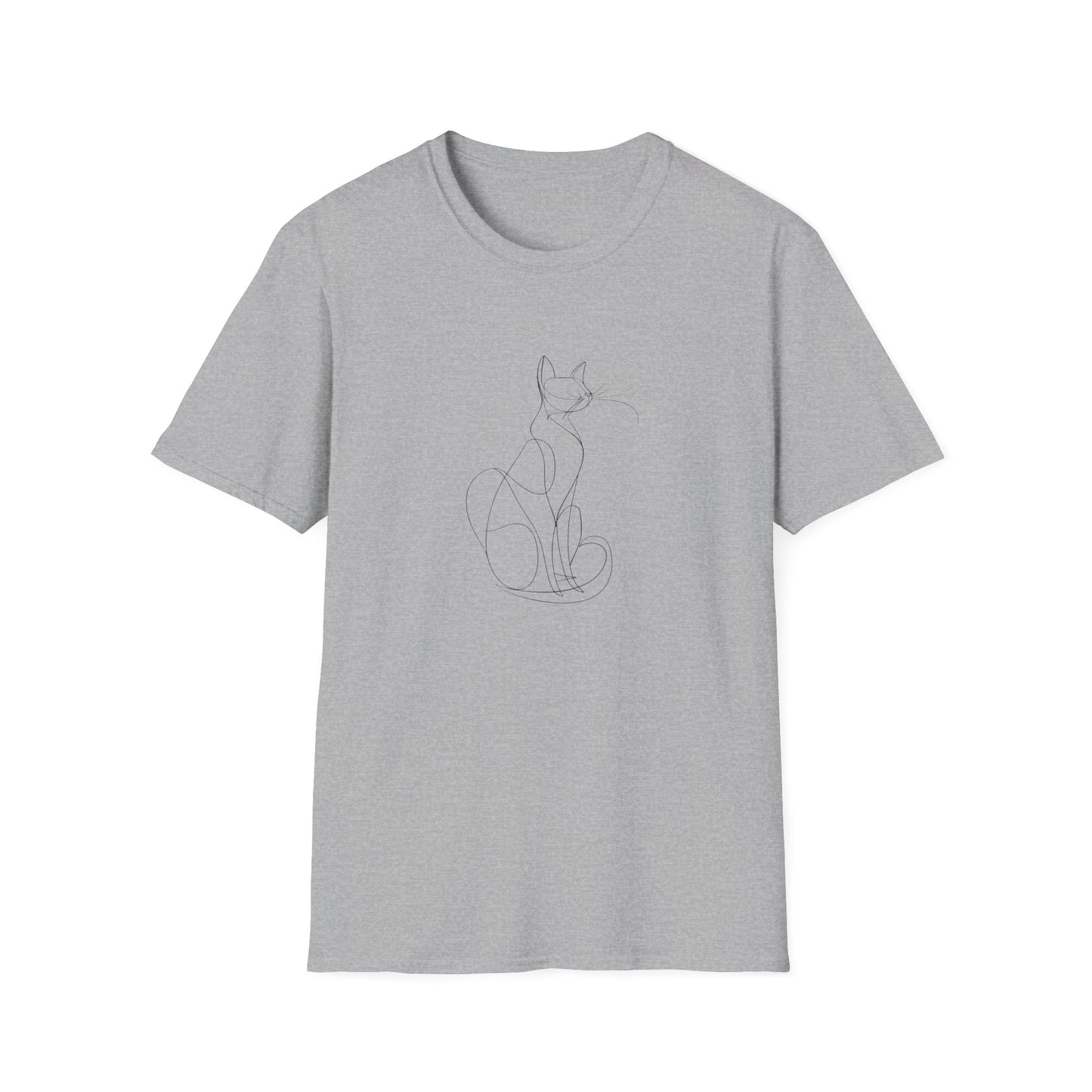 Cat Line Drawing 4 - Unisex Softstyle T-Shirt