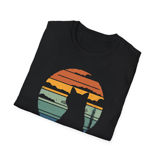 Back Sunset Cat - Unisex Softstyle T-Shirt