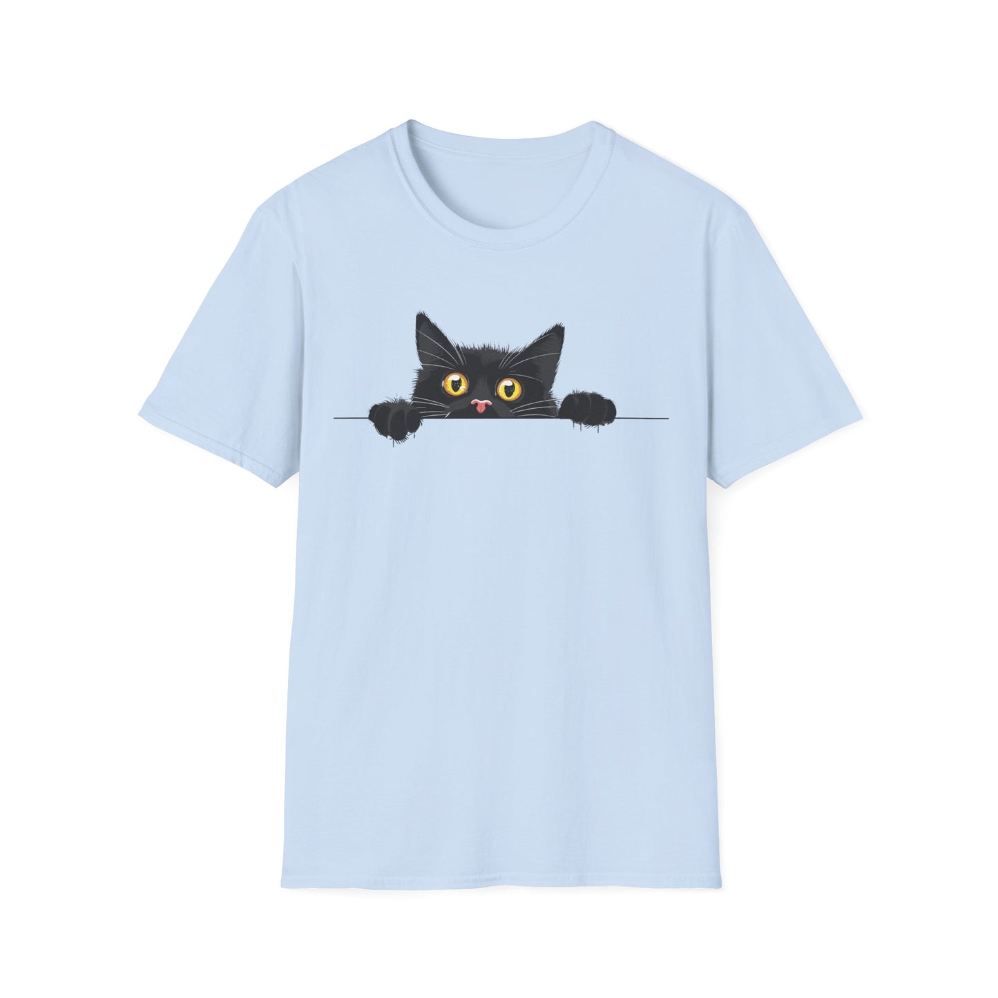 Hiding Black Cat - Unisex Softstyle T-Shirt