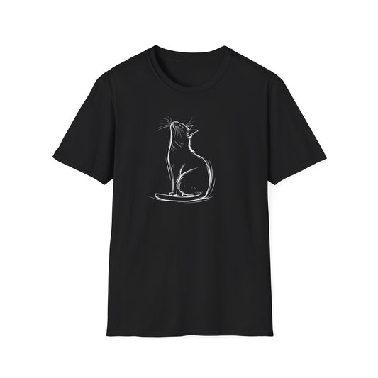 Cat Line Drawing 3 - Unisex Softstyle T-Shirt