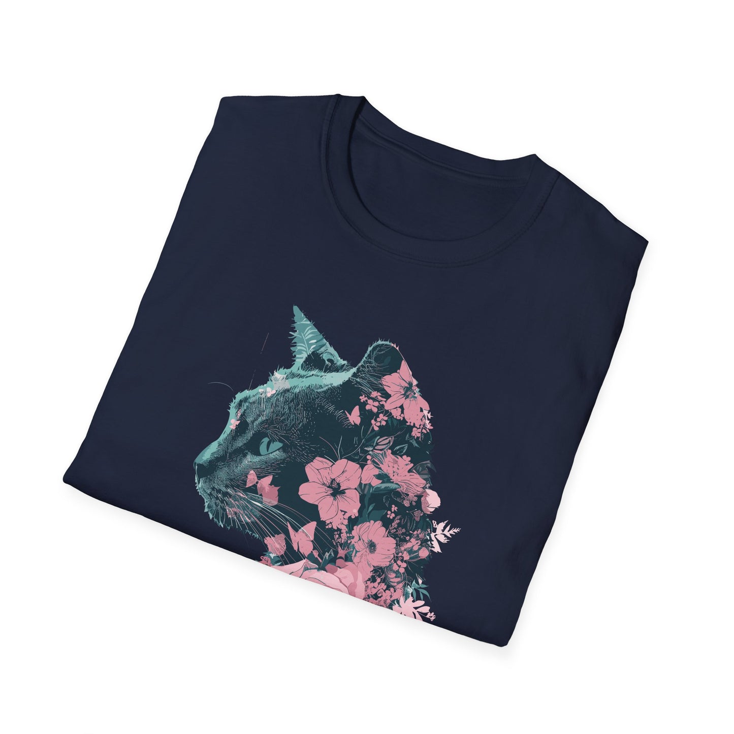 Profile Floral Cat - Unisex Softstyle T-Shirt