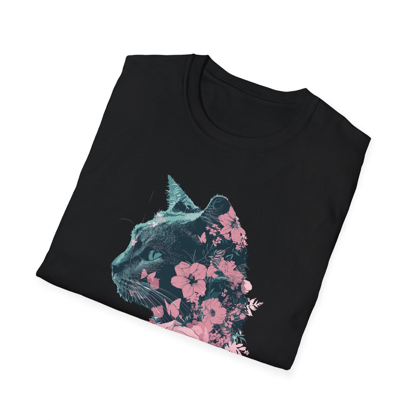 Profile Floral Cat - Unisex Softstyle T-Shirt