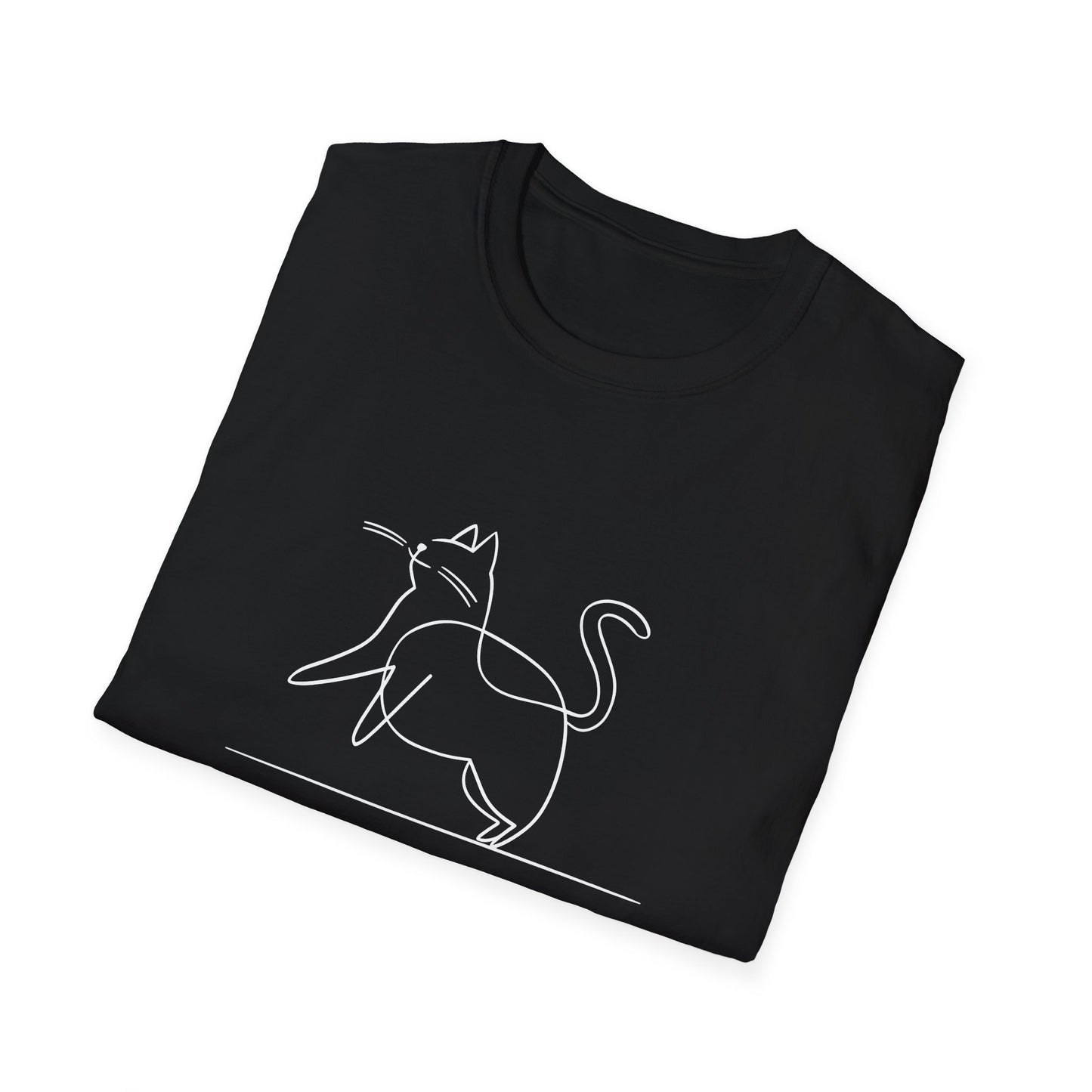 Chunky Cat Line Drawing - Unisex Softstyle T-Shirt