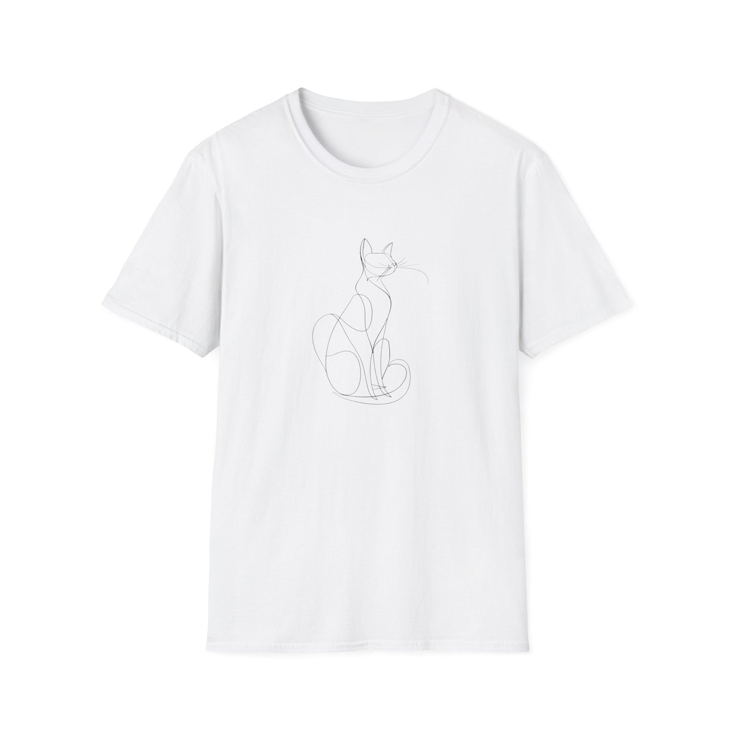 Cat Line Drawing 4 - Unisex Softstyle T-Shirt