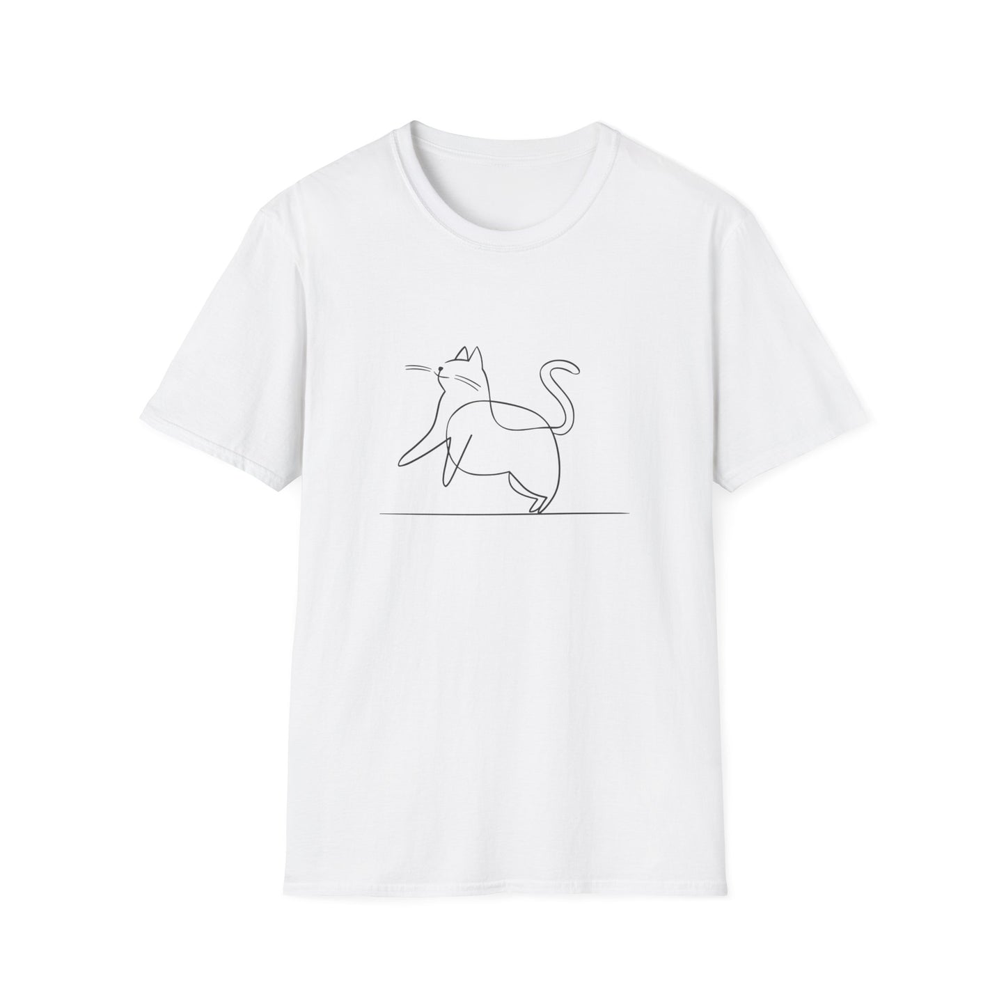 Chunky Cat Line Drawing - Unisex Softstyle T-Shirt