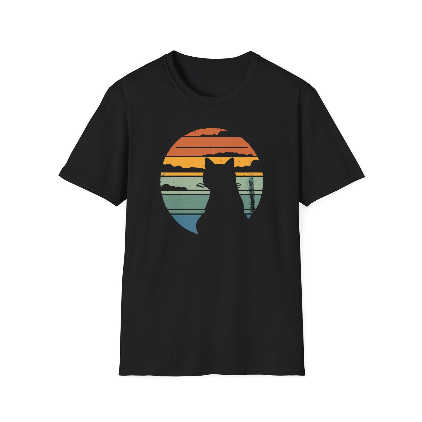 Back Sunset Cat - Unisex Softstyle T-Shirt