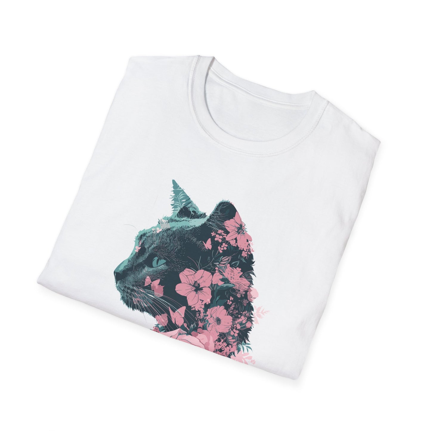 Profile Floral Cat - Unisex Softstyle T-Shirt