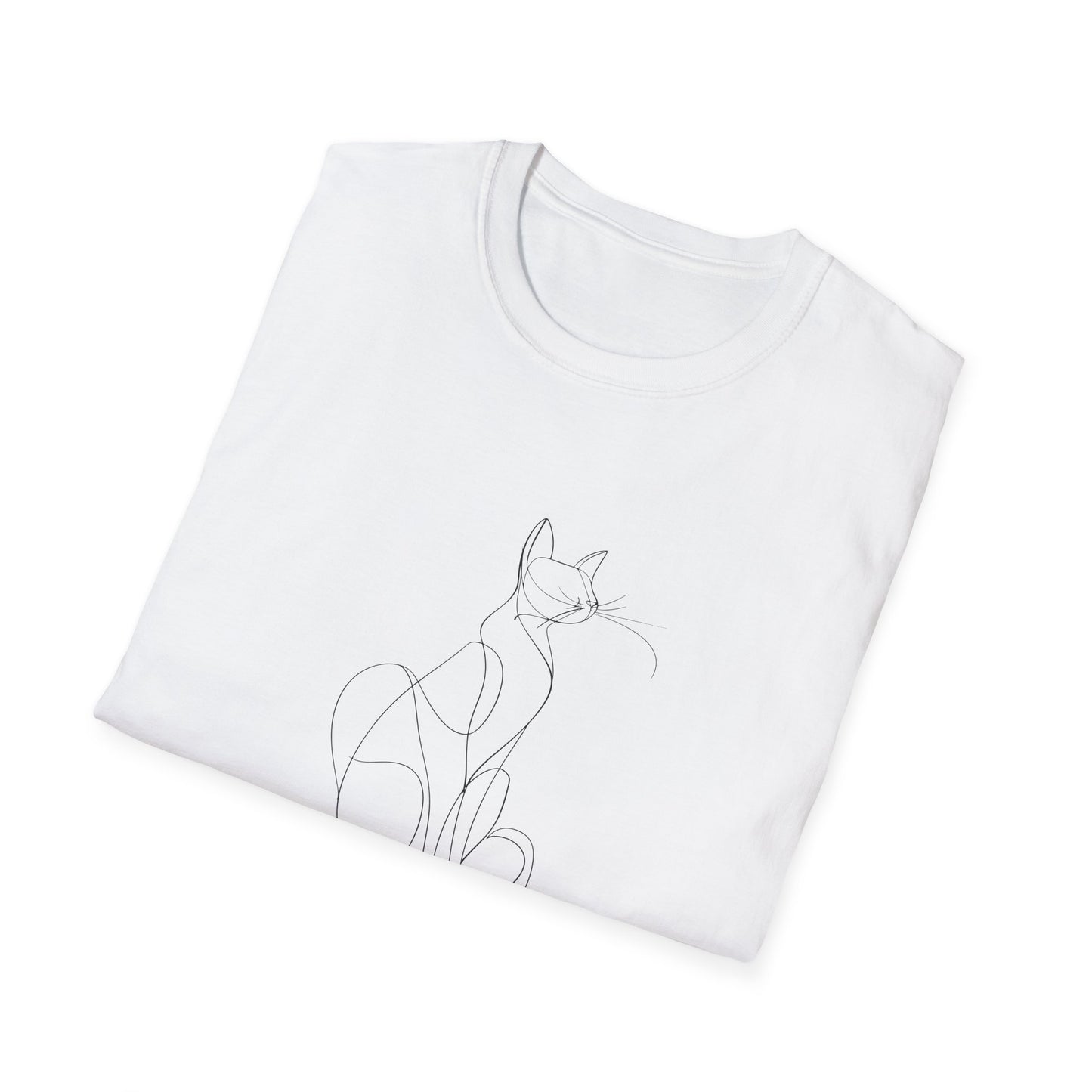 Cat Line Drawing 4 - Unisex Softstyle T-Shirt