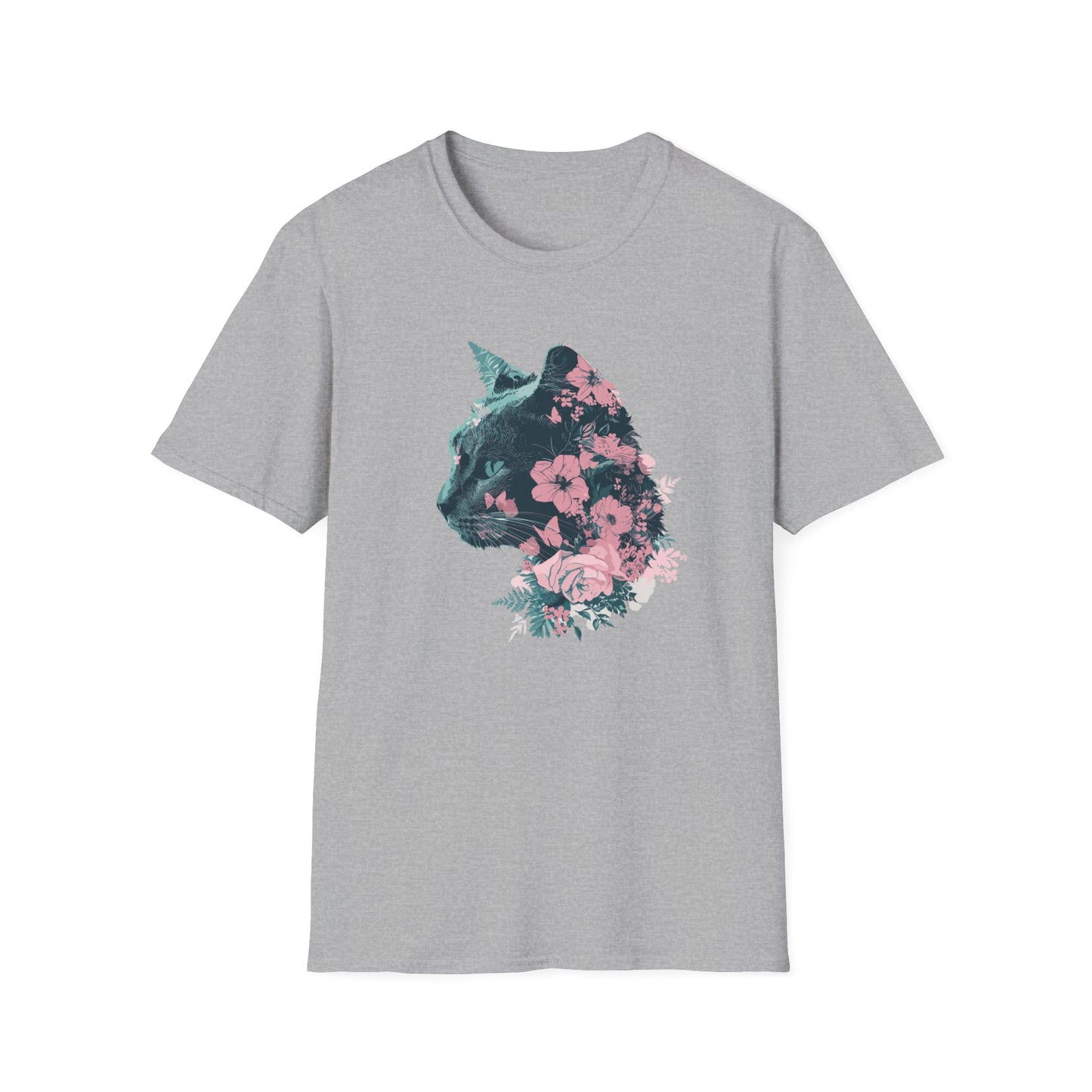 Profile Floral Cat - Unisex Softstyle T-Shirt