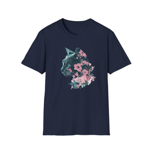 Profile Floral Cat - Unisex Softstyle T-Shirt