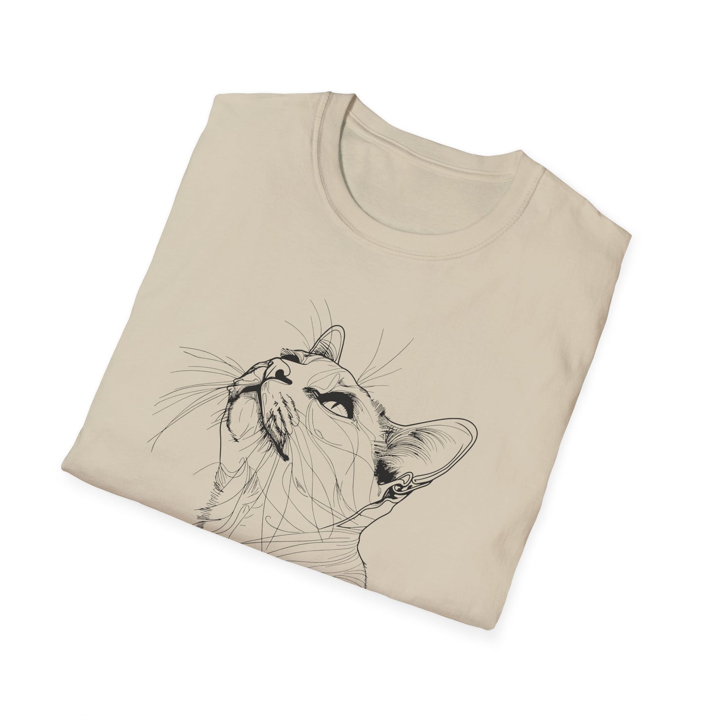 Cat Line Drawing - Unisex Softstyle T-Shirt