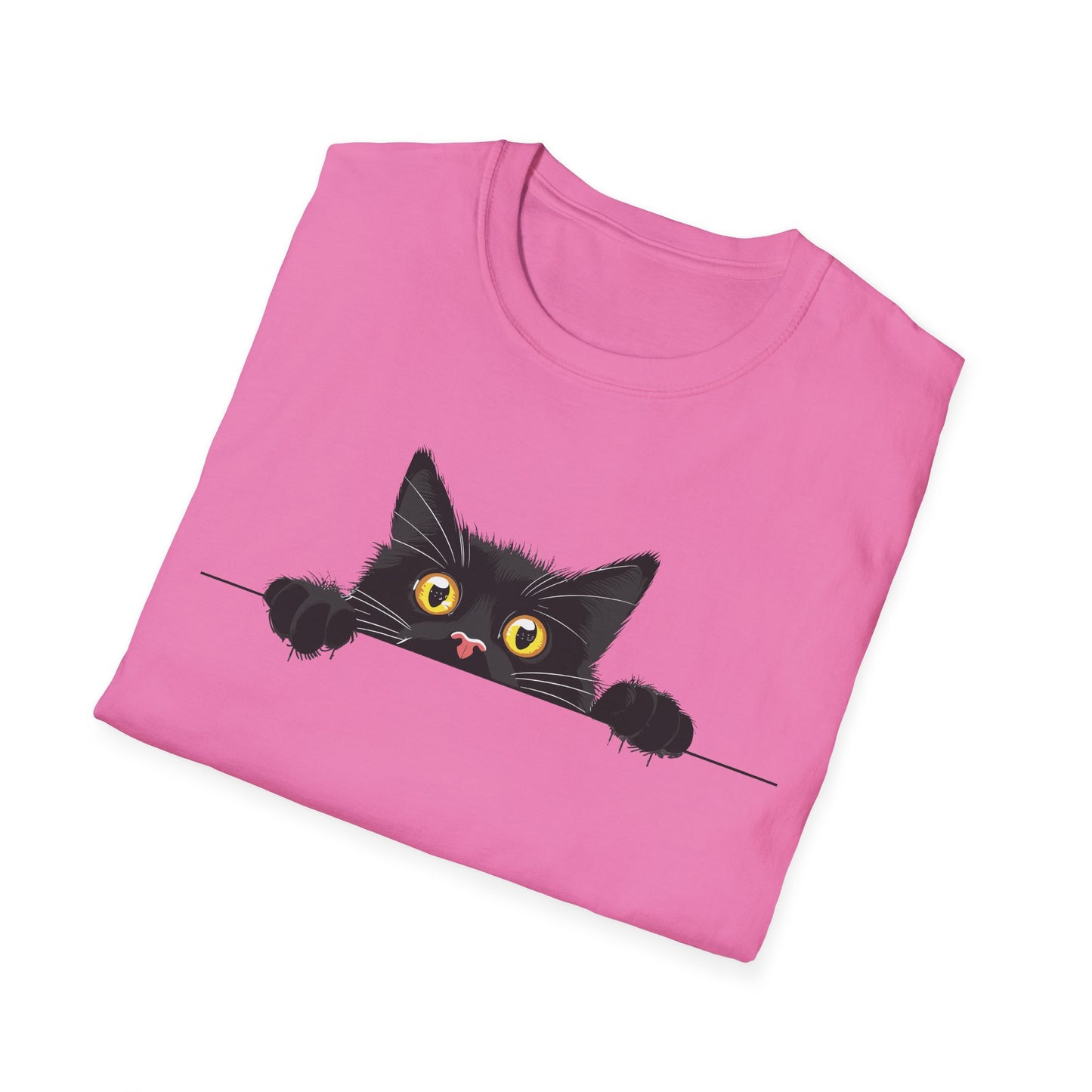 Hiding Black Cat - Unisex Softstyle T-Shirt