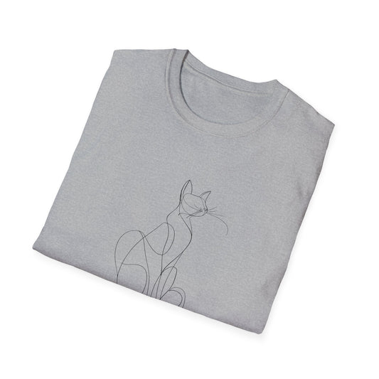 Cat Line Drawing 4 - Unisex Softstyle T-Shirt