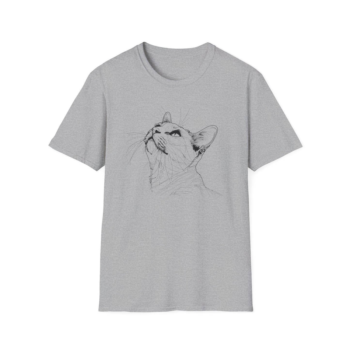 Cat Line Drawing - Unisex Softstyle T-Shirt