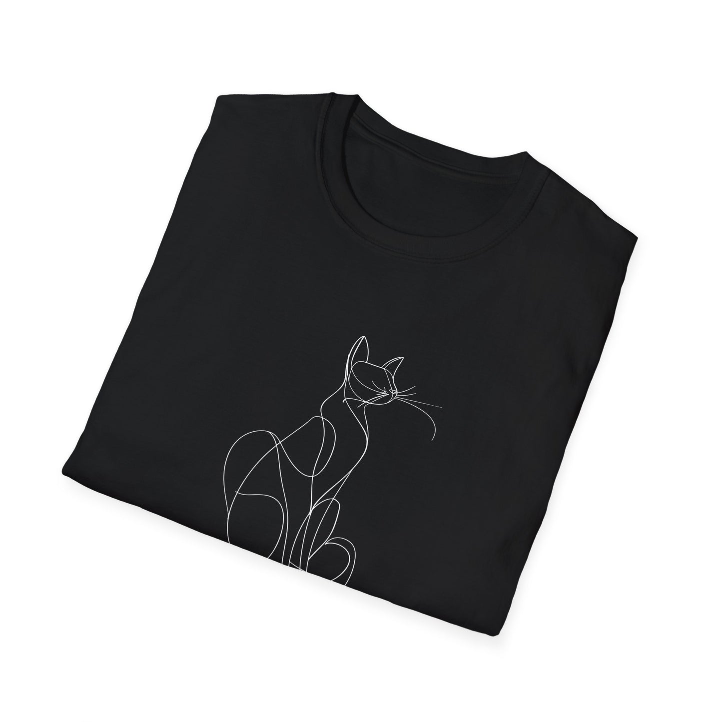 Cat Line Drawing 4 - Unisex Softstyle T-Shirt