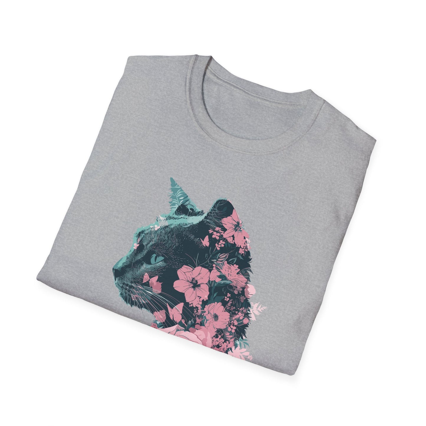 Profile Floral Cat - Unisex Softstyle T-Shirt