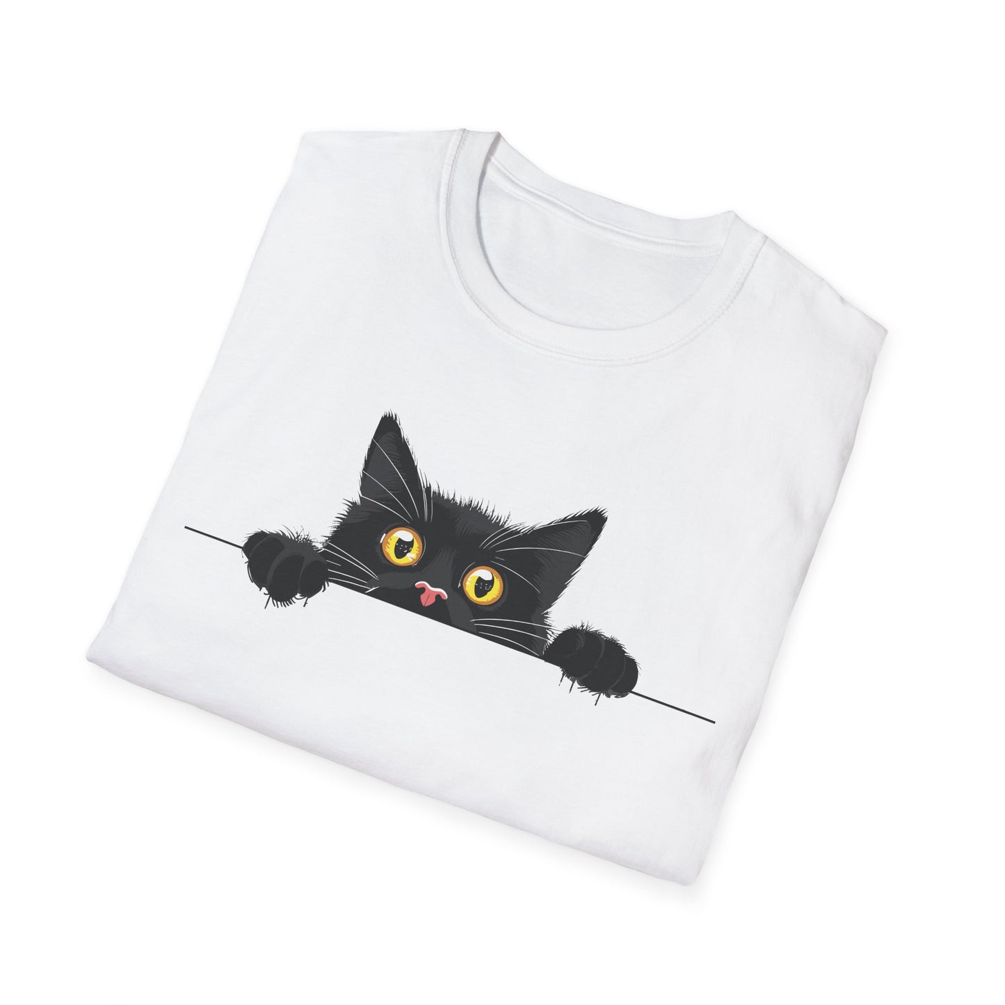 Hiding Black Cat - Unisex Softstyle T-Shirt