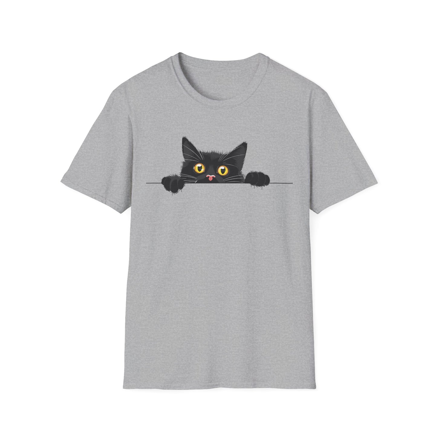 Hiding Black Cat - Unisex Softstyle T-Shirt