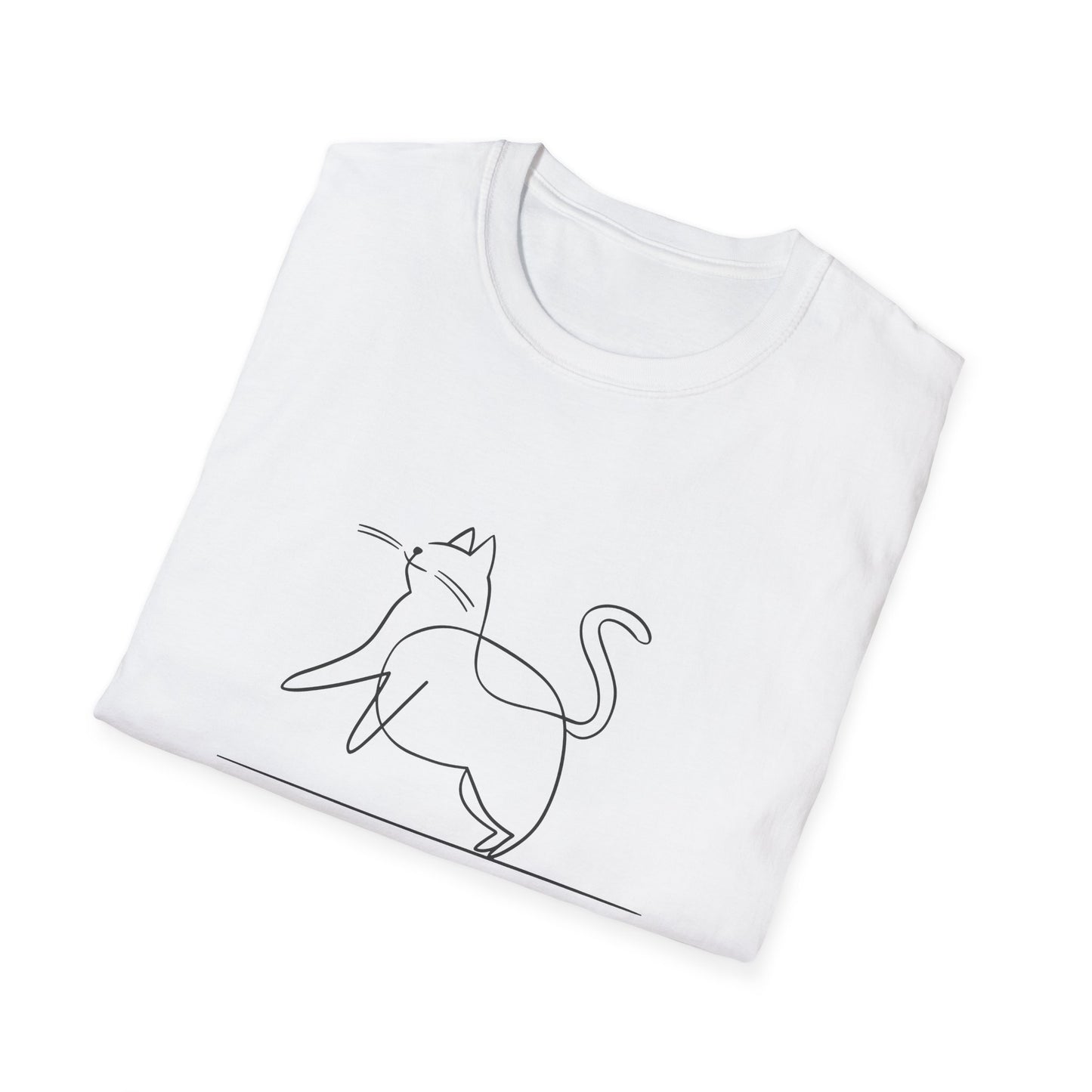 Chunky Cat Line Drawing - Unisex Softstyle T-Shirt