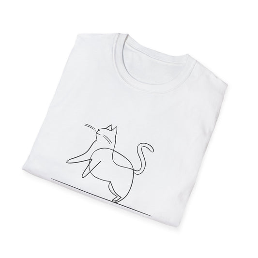 Chunky Cat Line Drawing - Unisex Softstyle T-Shirt