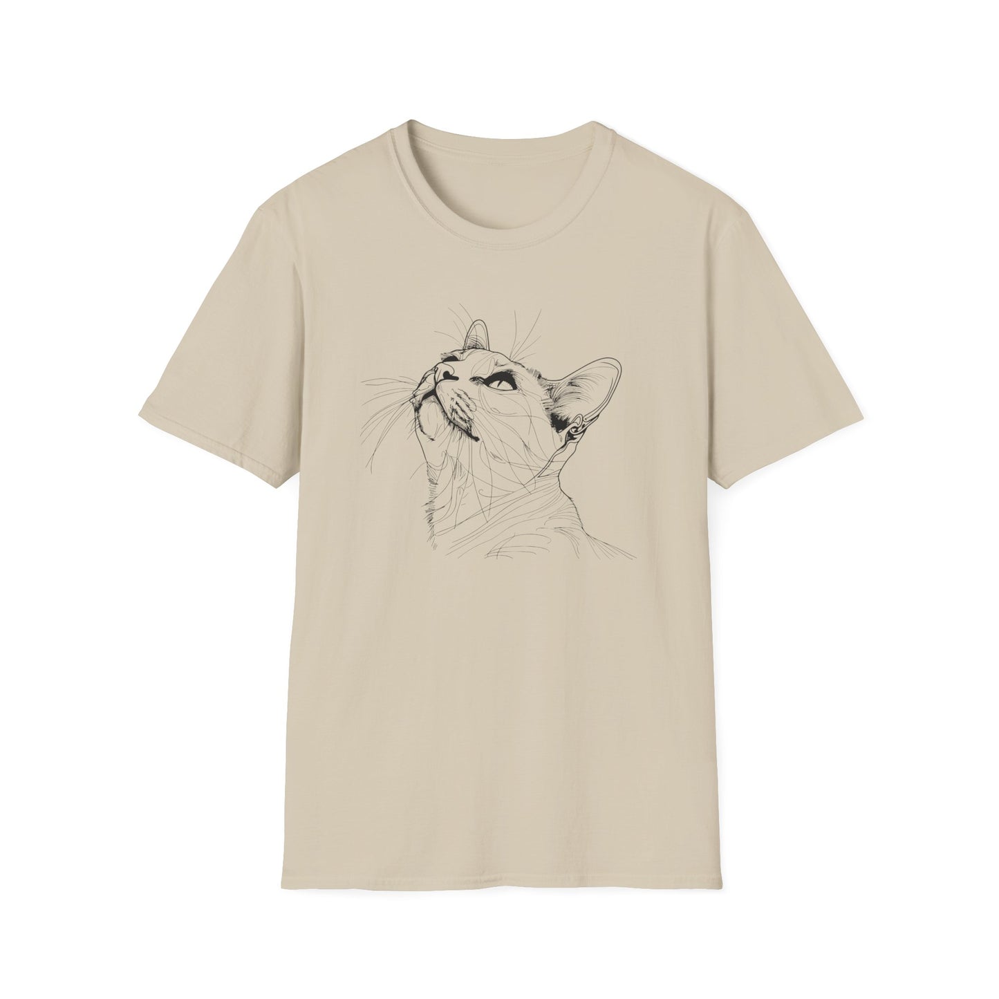 Cat Line Drawing - Unisex Softstyle T-Shirt