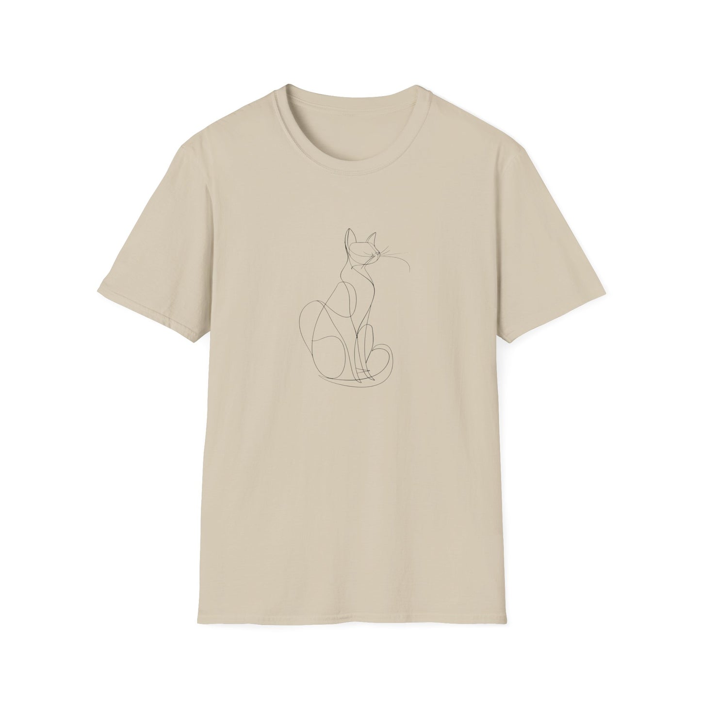 Cat Line Drawing 4 - Unisex Softstyle T-Shirt