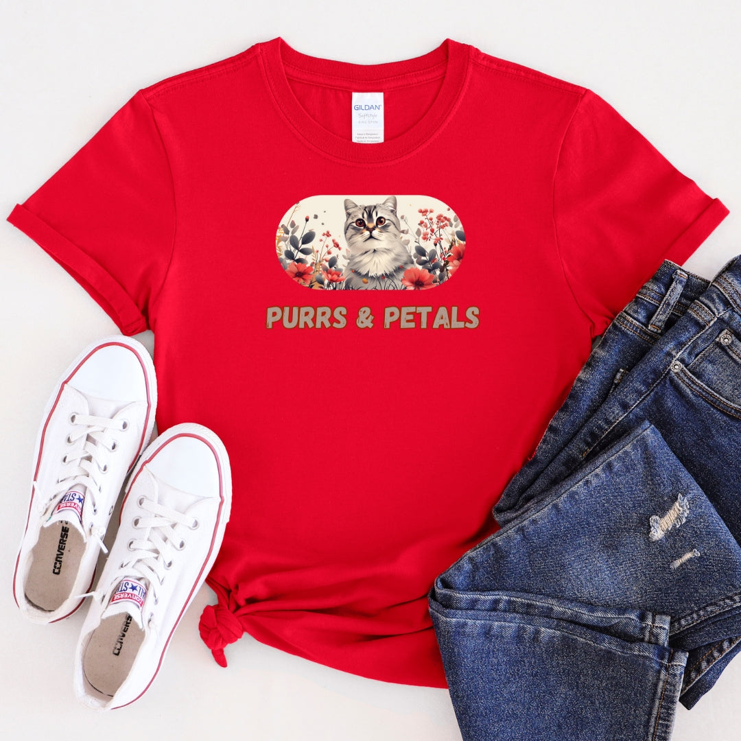 Purrs & Petals Cat T-Shirt