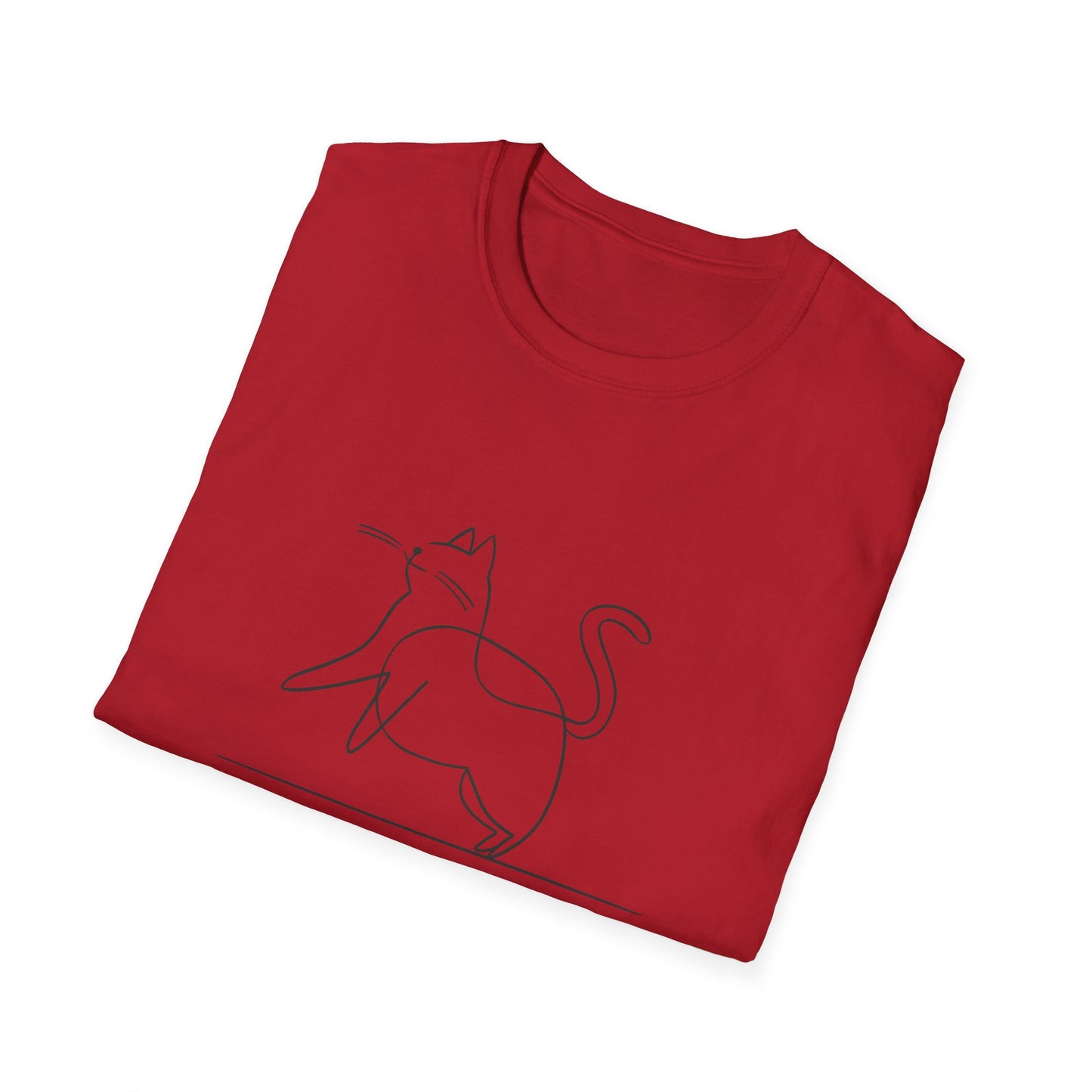 Chunky Cat Line Drawing - Unisex Softstyle T-Shirt