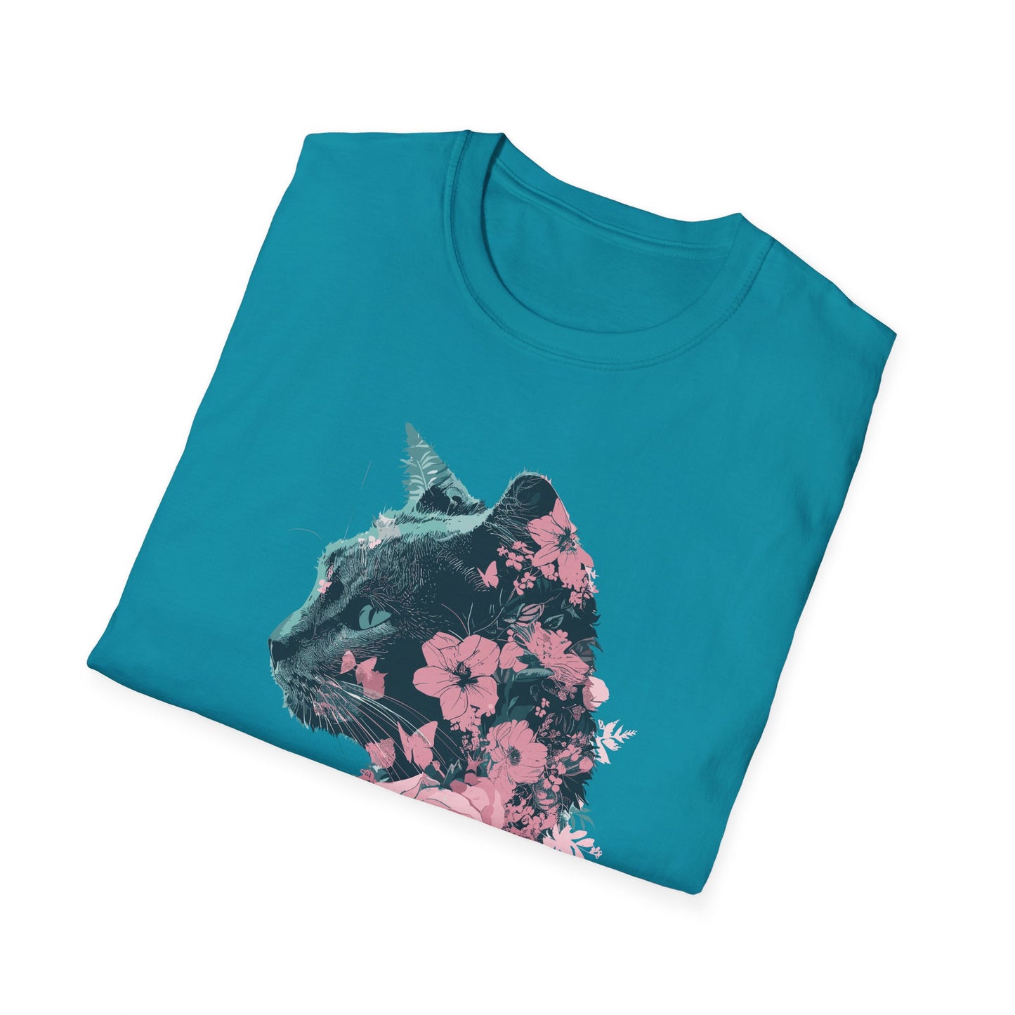 Profile Floral Cat - Unisex Softstyle T-Shirt