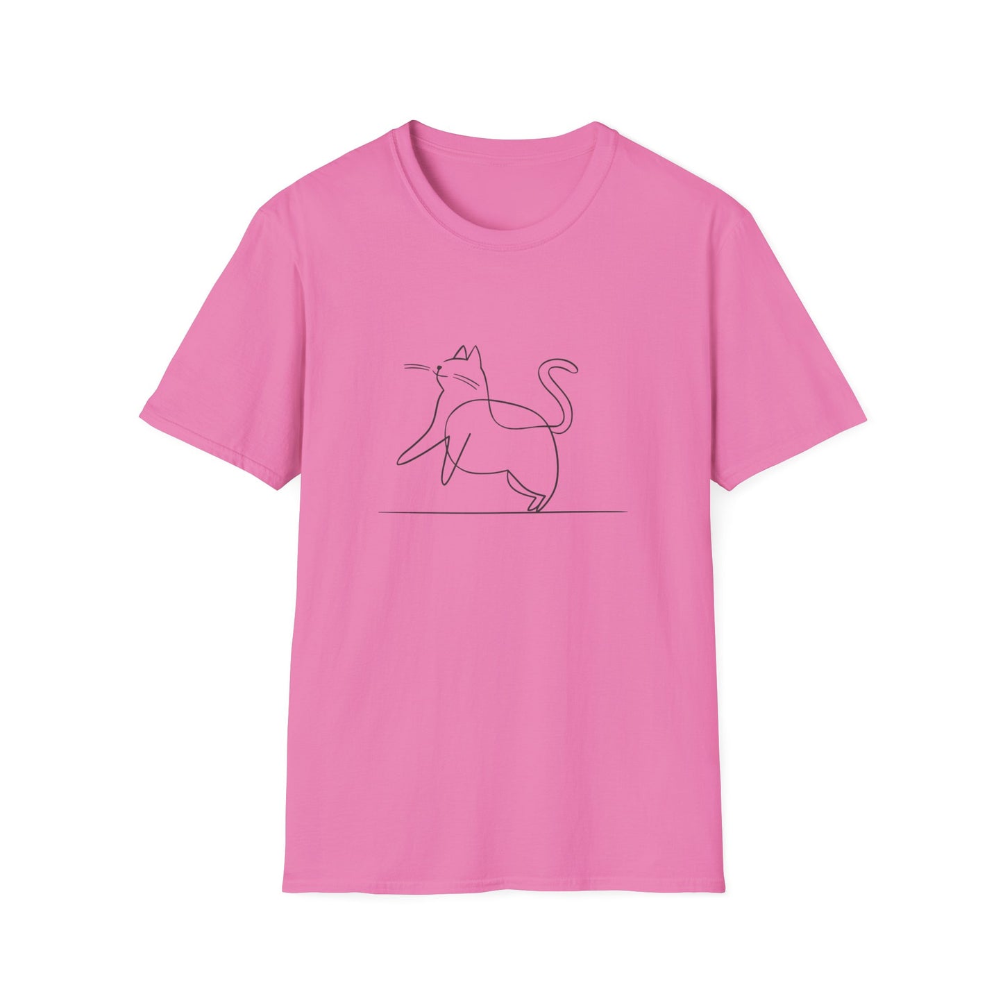 Chunky Cat Line Drawing - Unisex Softstyle T-Shirt