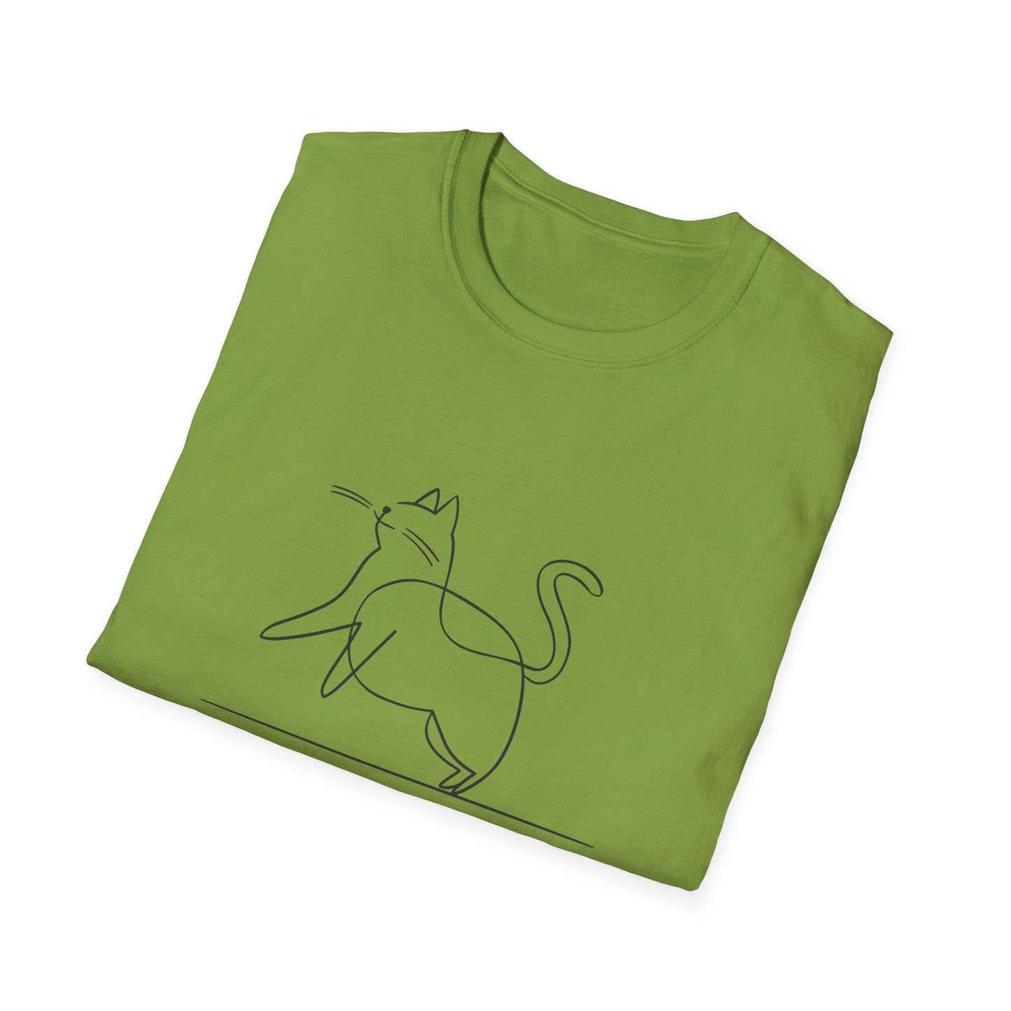 Chunky Cat Line Drawing - Unisex Softstyle T-Shirt