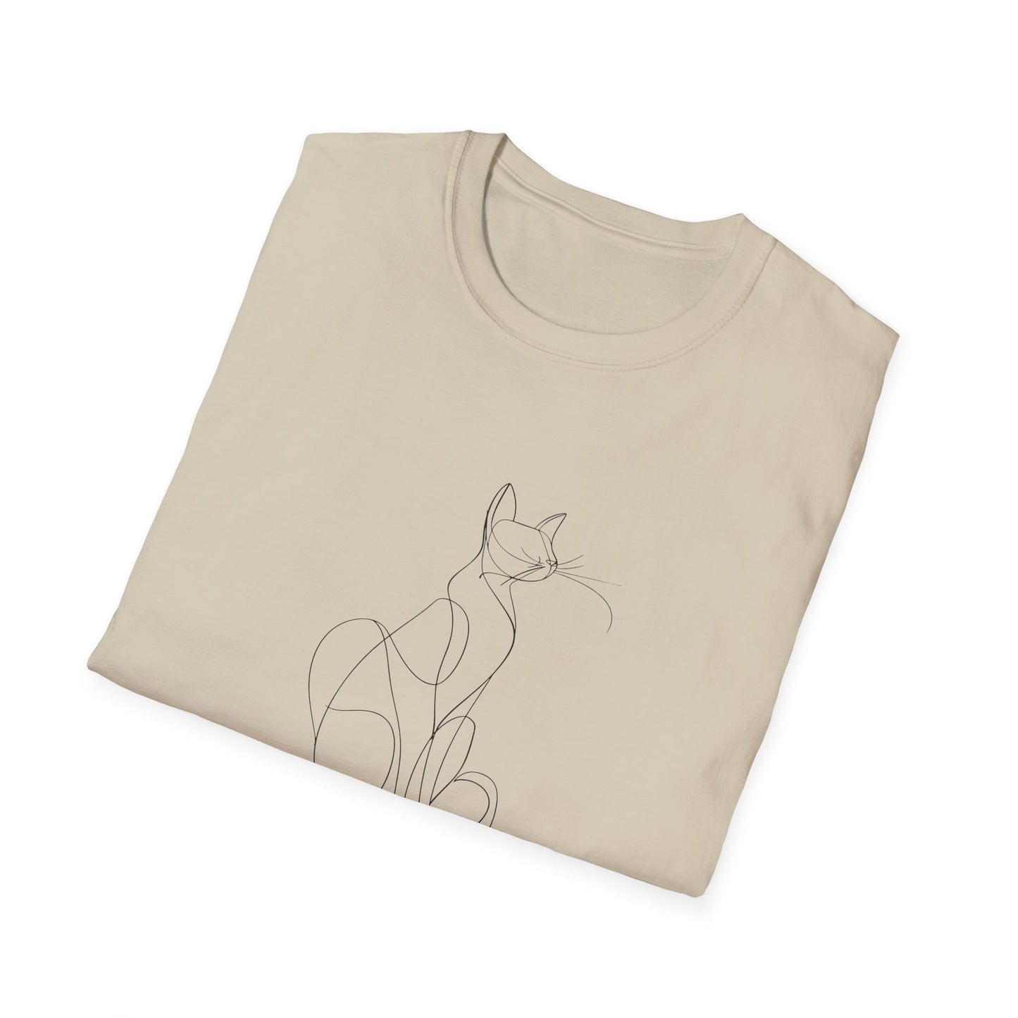 Cat Line Drawing 4 - Unisex Softstyle T-Shirt