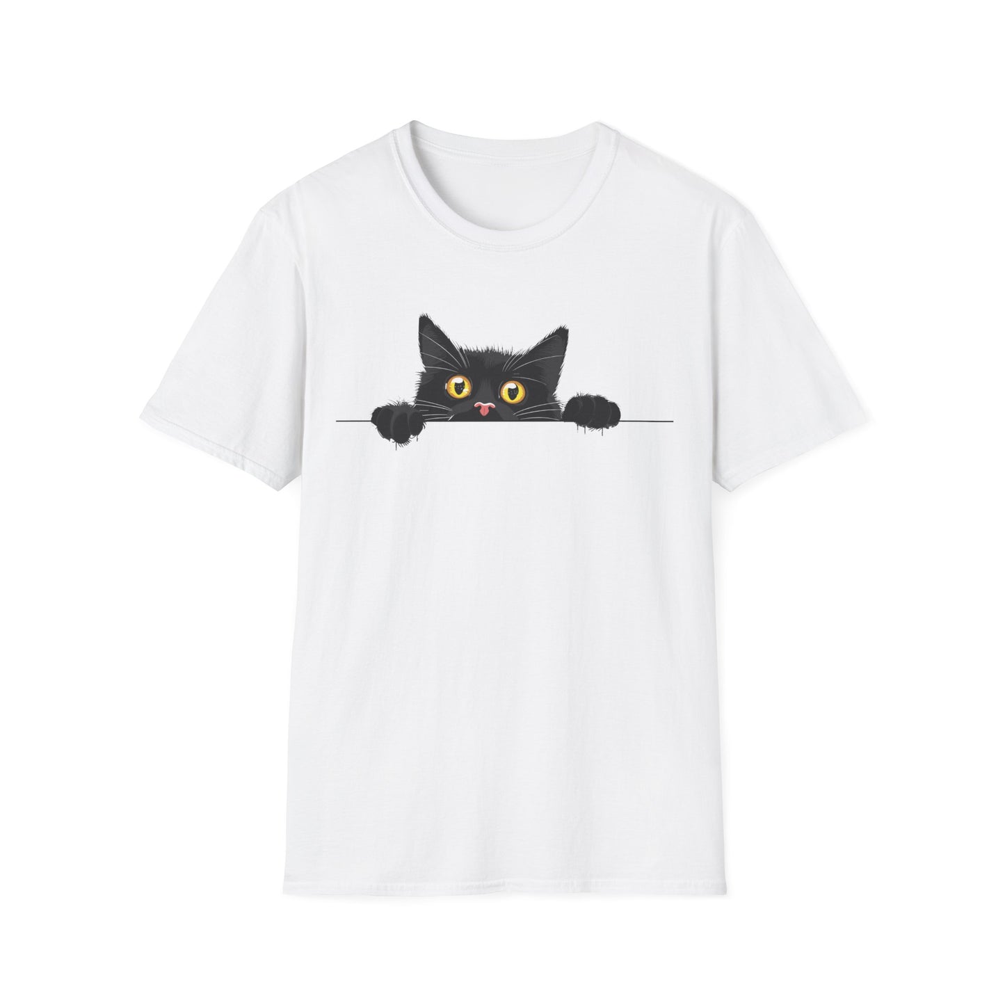 Hiding Black Cat - Unisex Softstyle T-Shirt