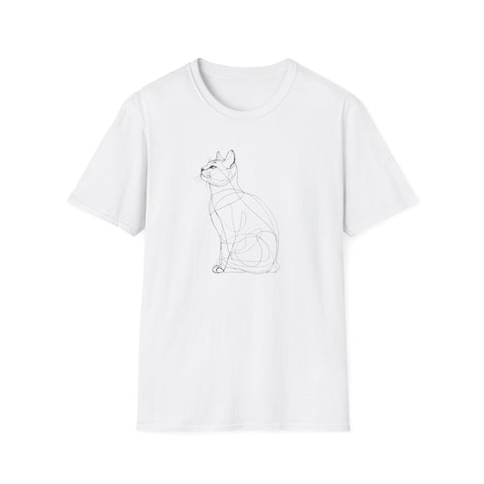 Cat Line Drawing 2 - Unisex Softstyle T-Shirt