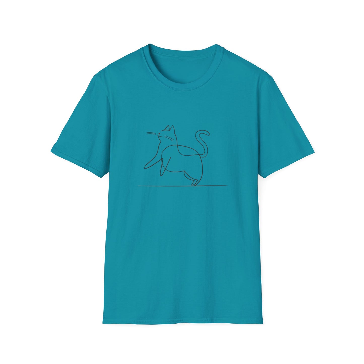 Chunky Cat Line Drawing - Unisex Softstyle T-Shirt