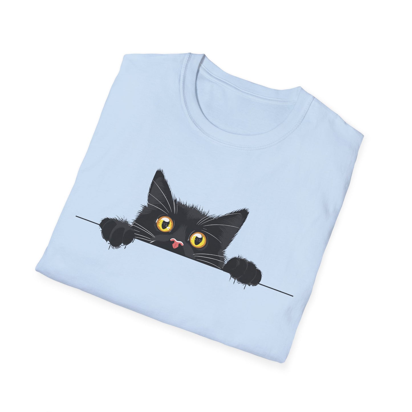 Hiding Black Cat - Unisex Softstyle T-Shirt