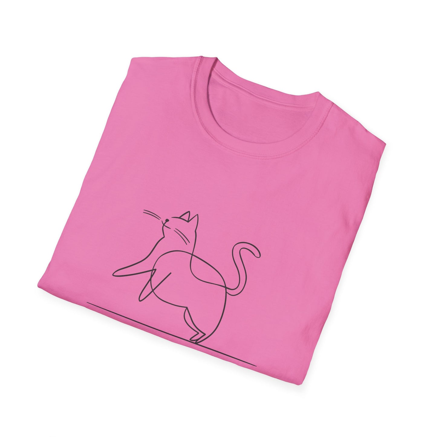 Chunky Cat Line Drawing - Unisex Softstyle T-Shirt