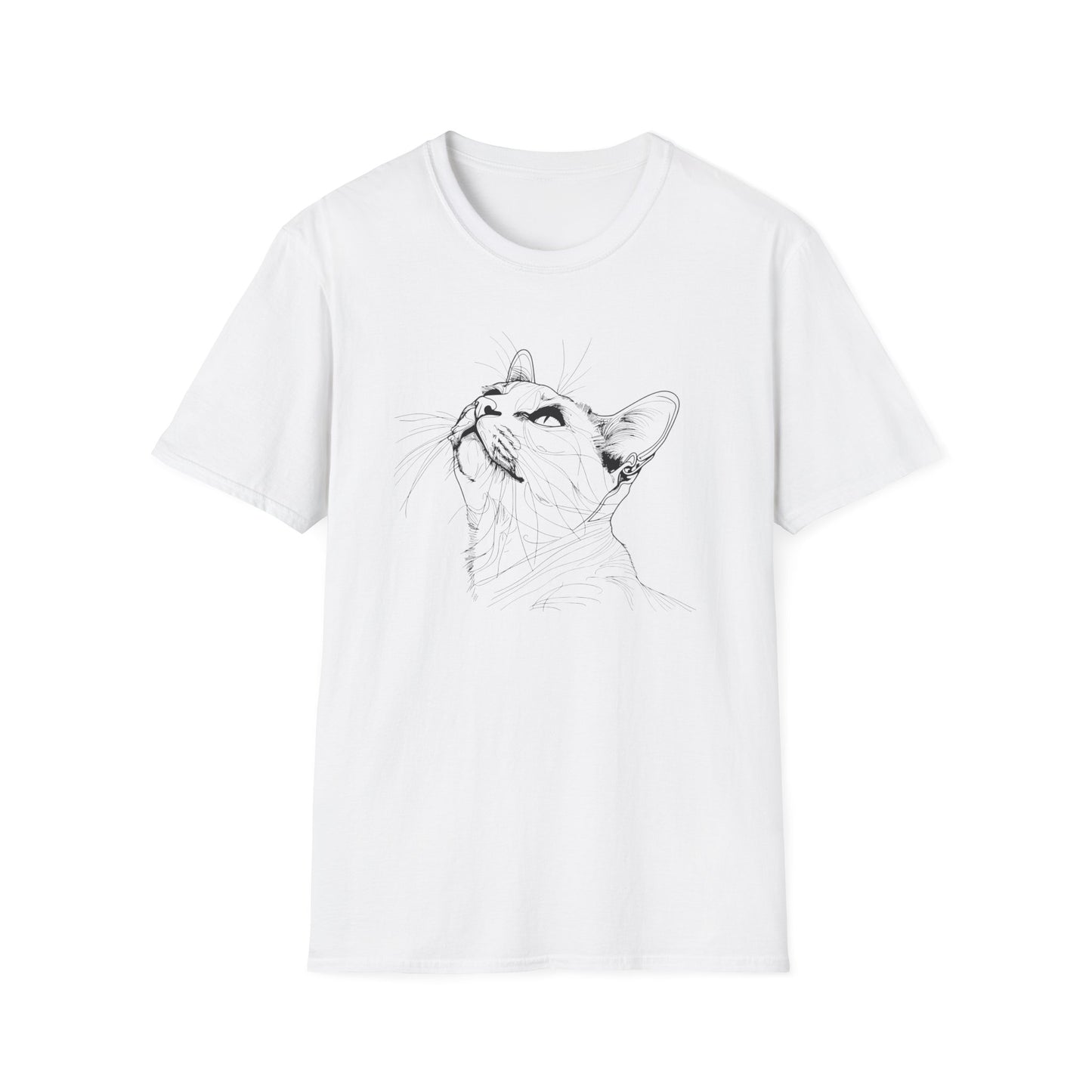 Cat Line Drawing - Unisex Softstyle T-Shirt