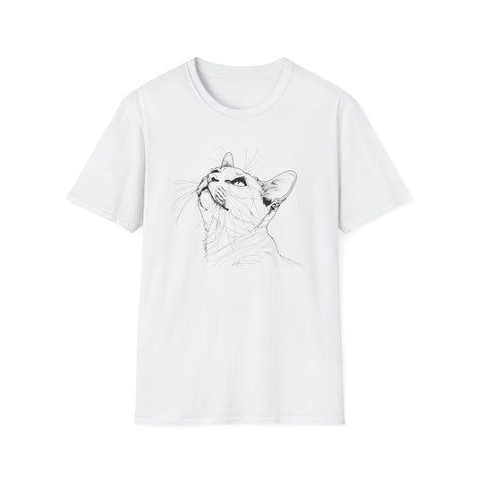 Cat Line Drawing - Unisex Softstyle T-Shirt