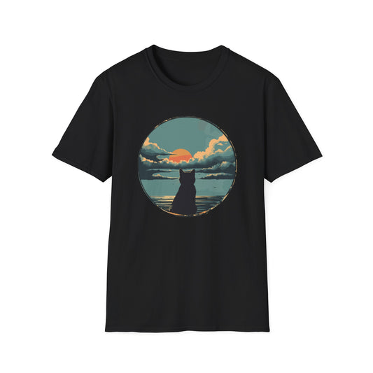 Clouds Cat Window - Unisex Softstyle T-Shirt