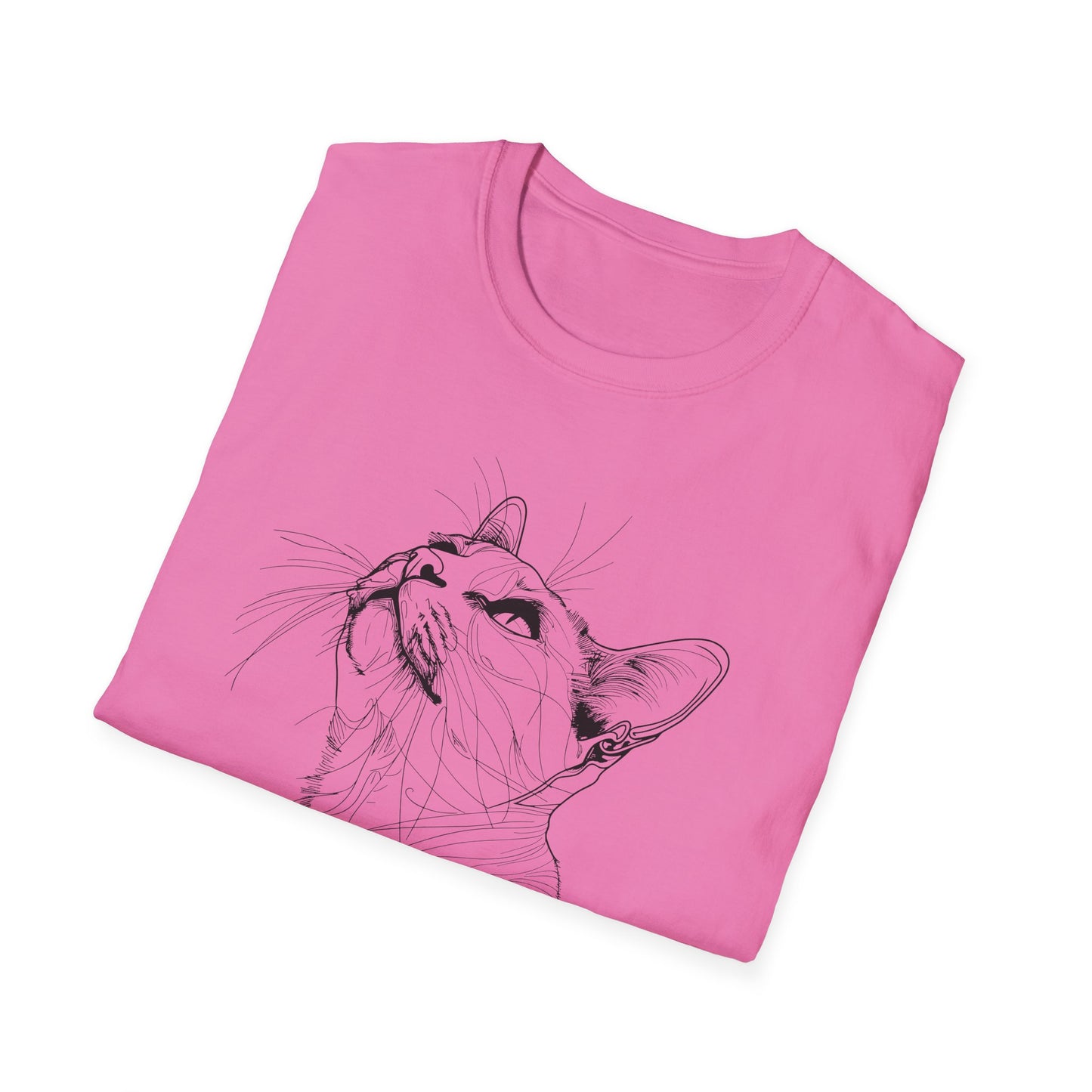 Cat Line Drawing - Unisex Softstyle T-Shirt