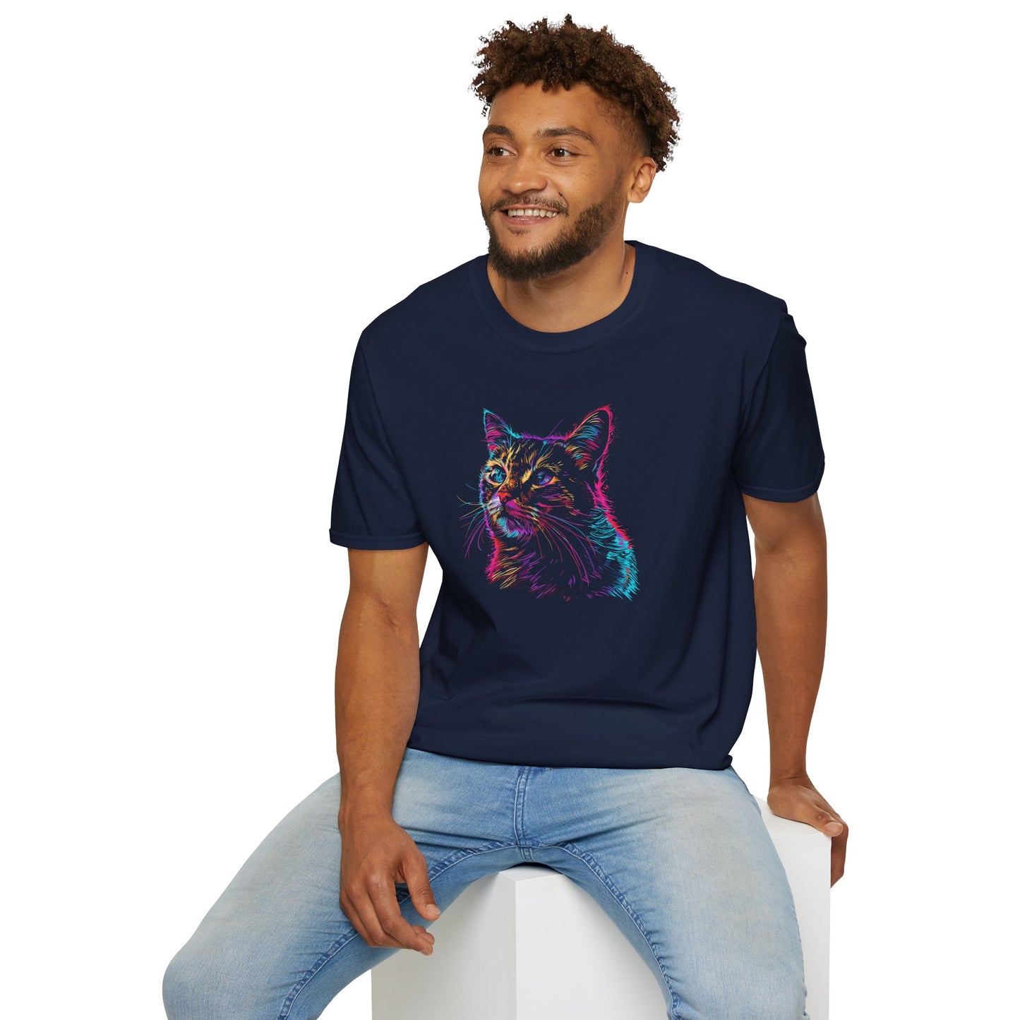 Colourful Cat Vivid - Unisex Softstyle T-Shirt